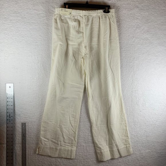 Soft Surroundings Pants Women's Medium Ivory Cotton Pull On Wide Leg 7811 - Picture 2 of 9